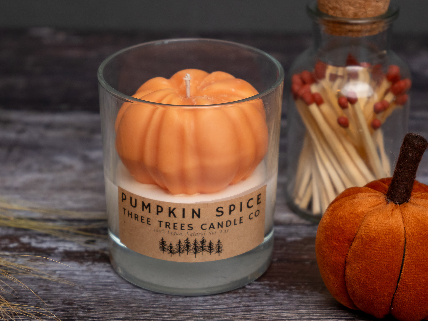 Pumpkin Spice Halloween Autumn Limited Edition Fall Candle. Soy wax, Vegan and Eco-friendly seasonal sculptural gift and home décor