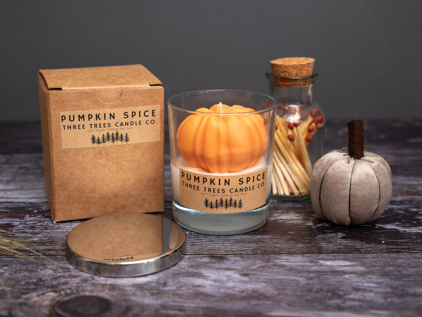 Pumpkin Spice Halloween Autumn Limited Edition Fall Candle. Soy wax, Vegan and Eco-friendly seasonal sculptural gift and home décor