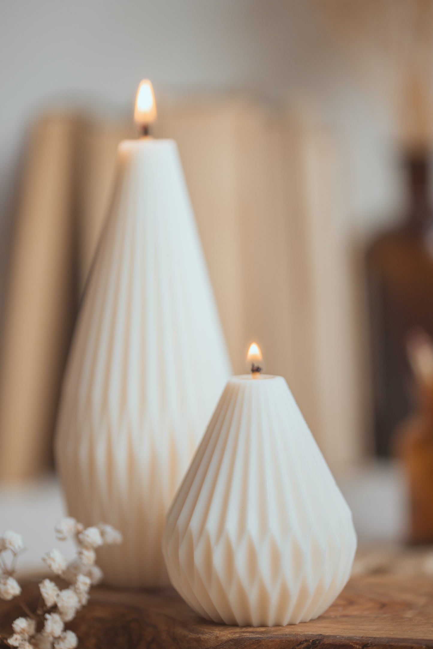 small pear lantern origami sculptural soy wax candle