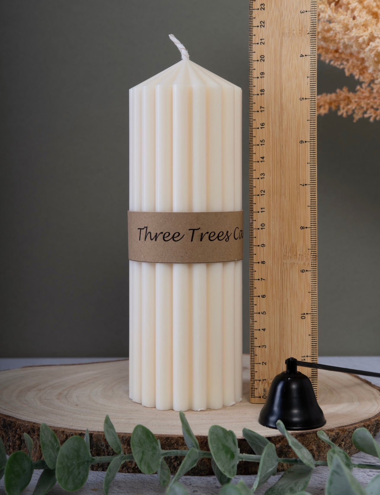 Ribbed Pillar Unscented Candle