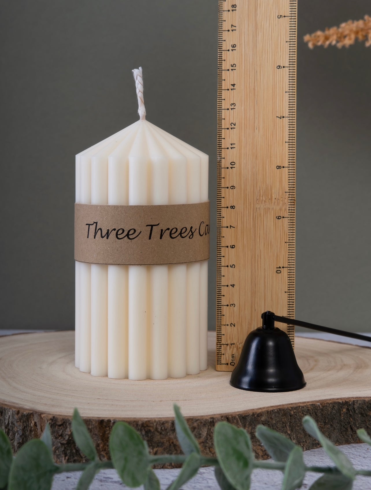 Ribbed Pillar Unscented Candle