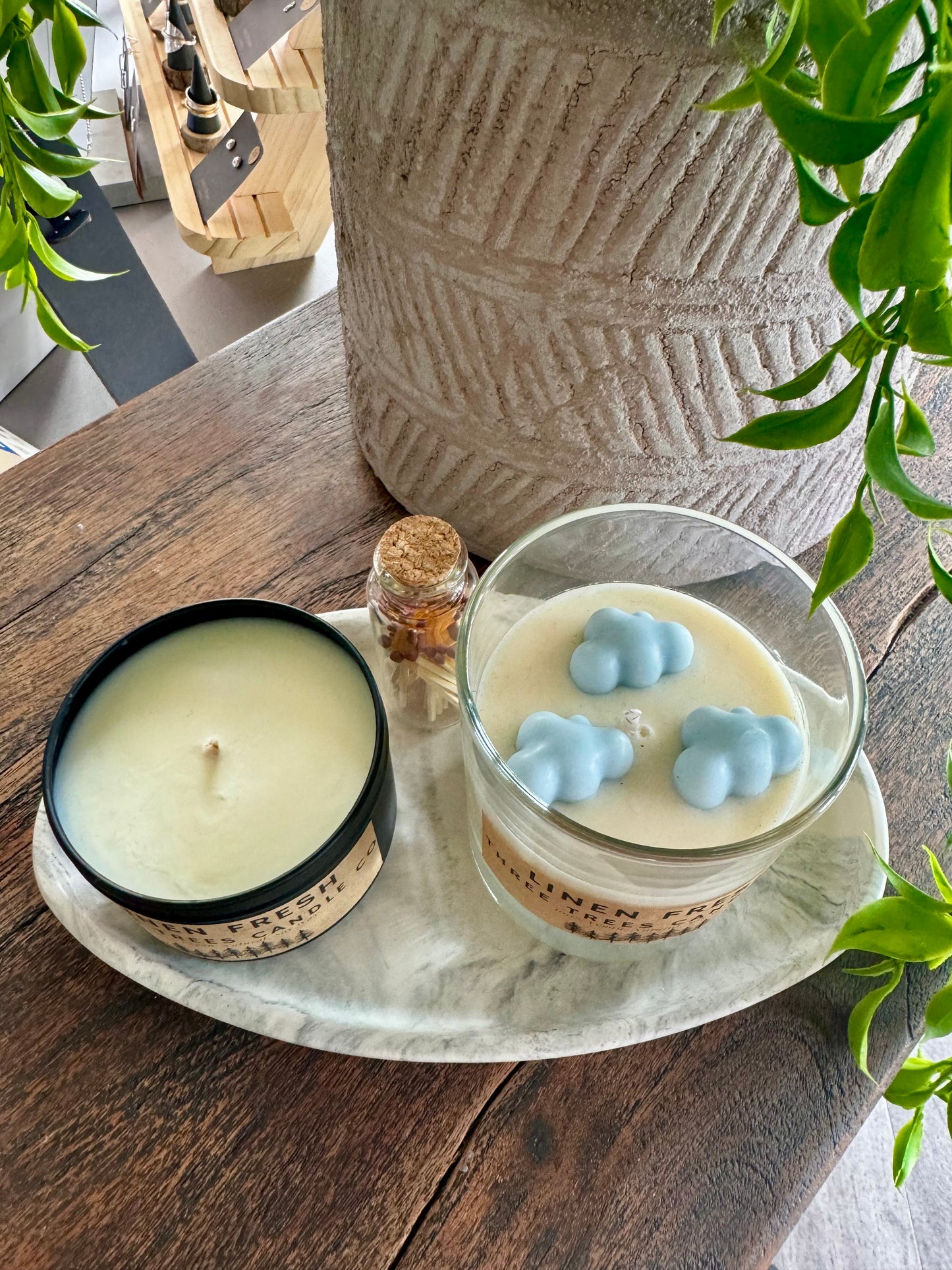 Linen Fresh Scented Sculptural Candle. Perfect Fresh and Clean Fragrance, Vegan Hand-poured Sustainable Eco-Friendly Soy Wax