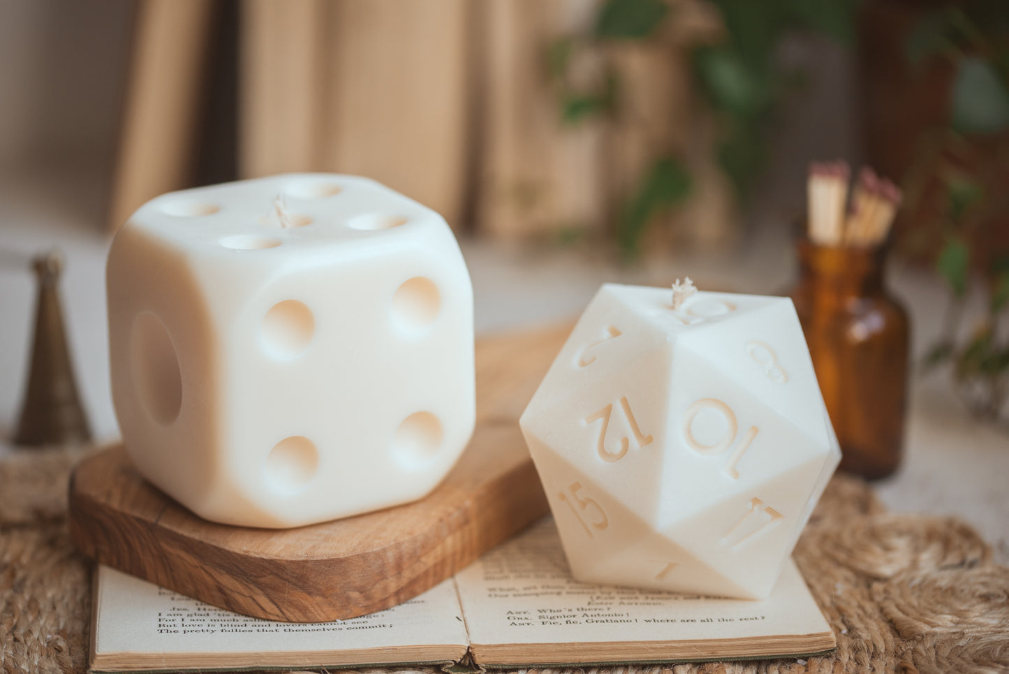 Dice candles d6 and d20 geeky gamer gift set