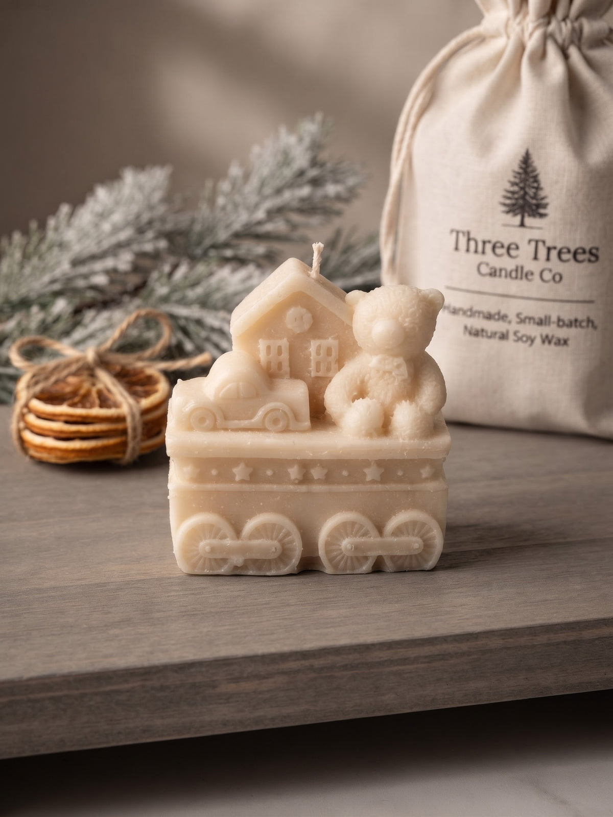 Train Set -Shaped Soy Wax Candle - Festive & Decorative