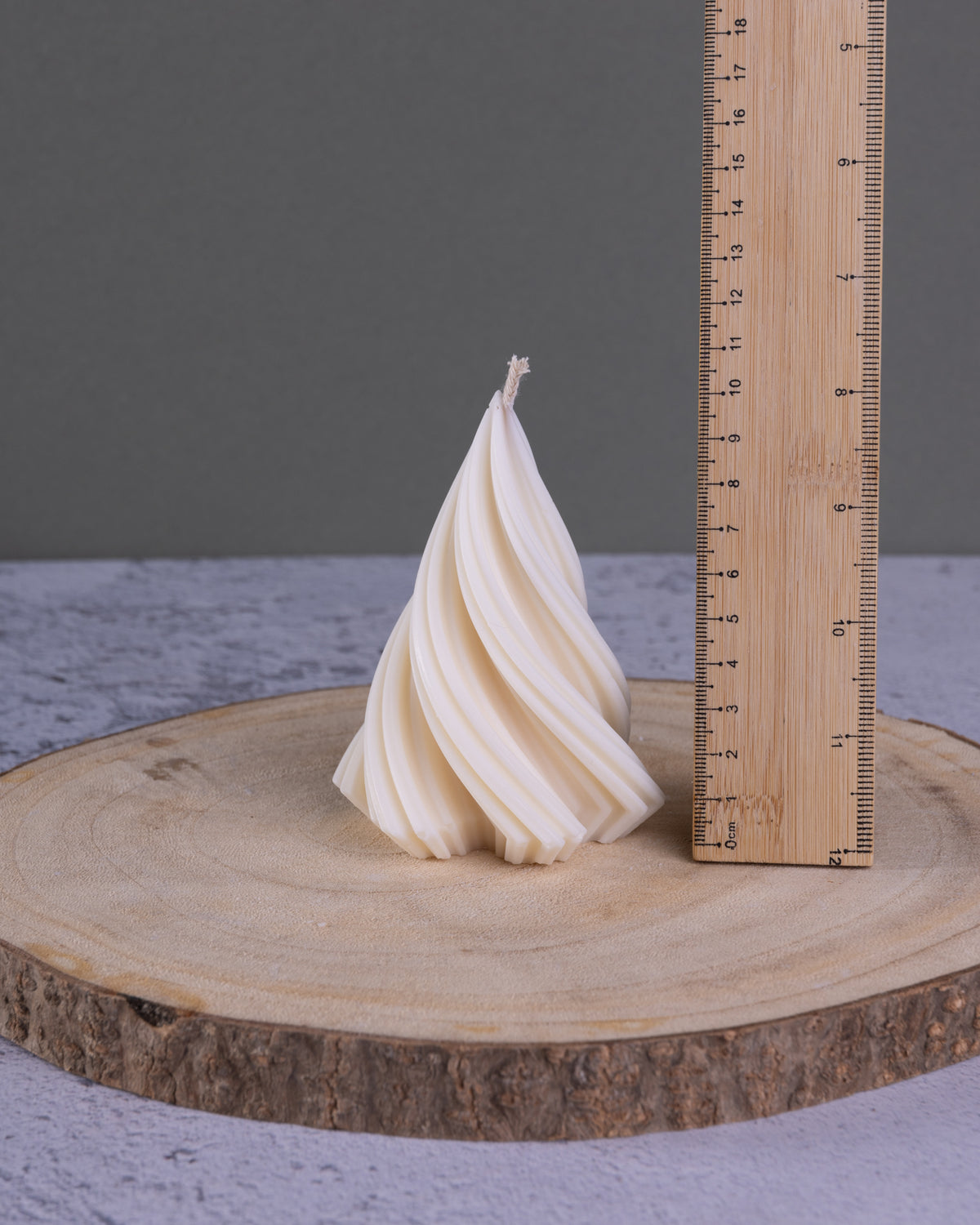 Medium sculptural twist christmas tree candle showing measurement