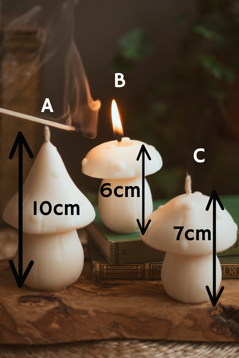 Mushroom shaped soy wax candles sizes