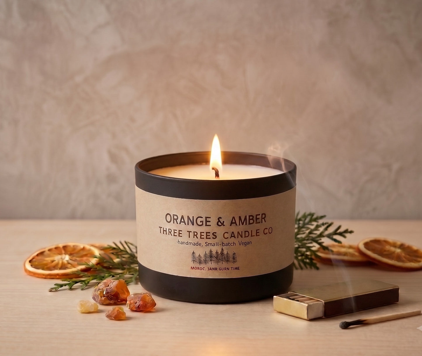 Orange & Amber Scented Soy Wax Candle – Luxury Warm Aroma