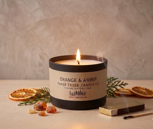 Orange & Amber Scented Soy Wax Candle – Luxury Warm Aroma