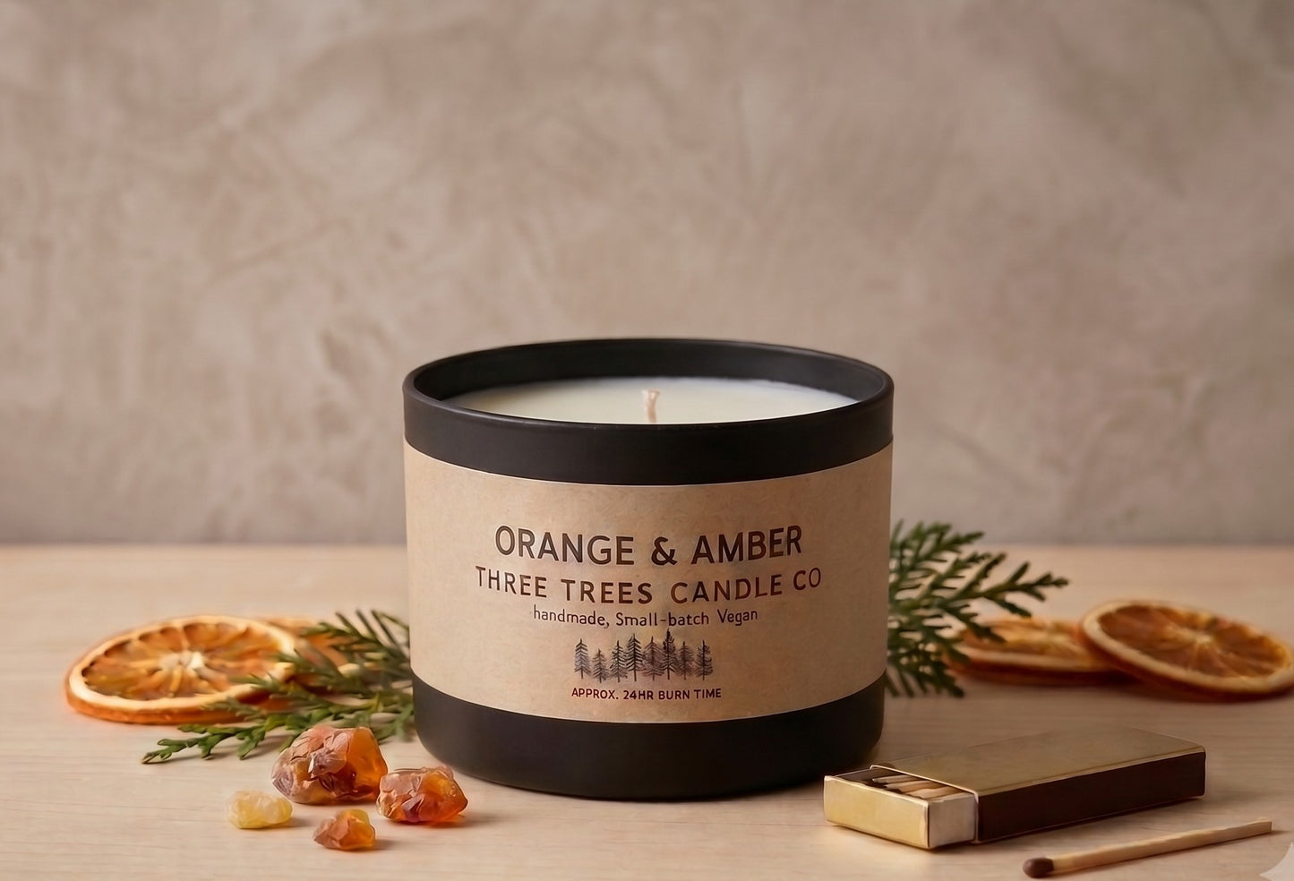 Orange & Amber Scented Soy Wax Candle – Luxury Warm Aroma