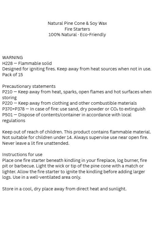 pine cone fire starter safety information