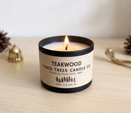 Teakwood Scented Soy Wax Candle – Earthy & Woody