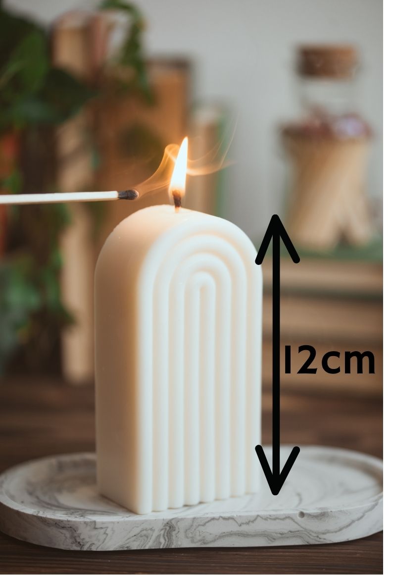 arch rainbow soy wax candle showing measurement