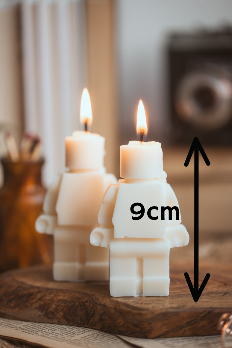 Close-up of LEGO candle highlighting size