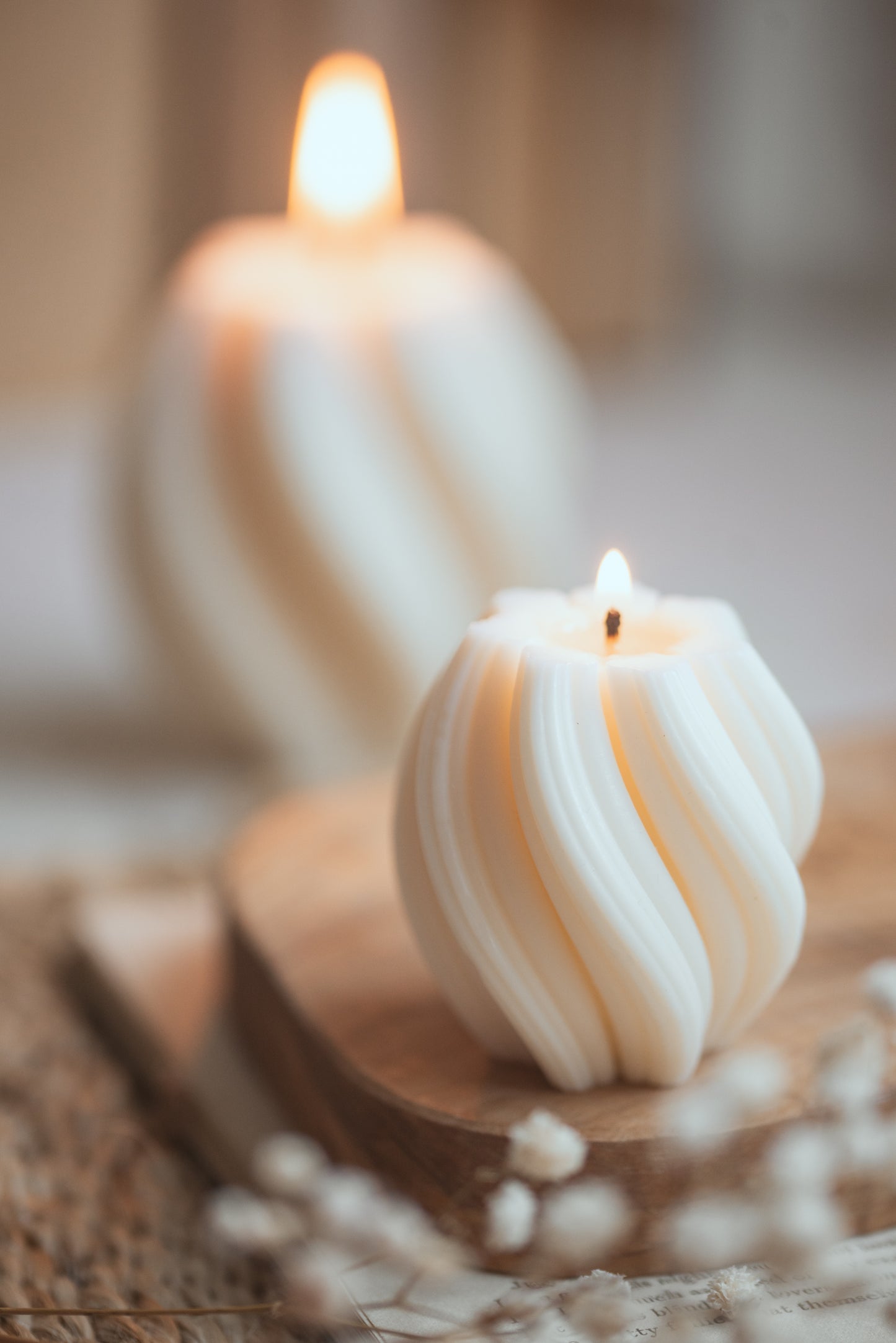 Close-up of twist candle showing intricate spiral detail