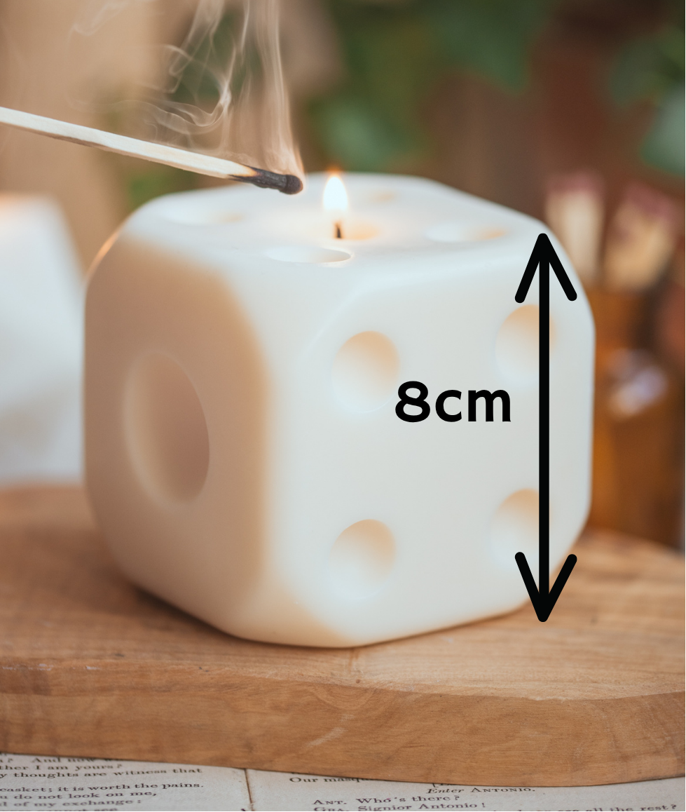 D6-shaped soy wax candle with height