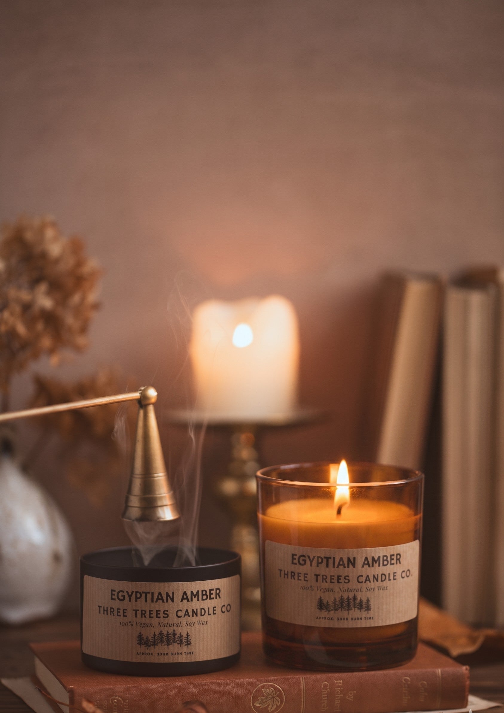 egyptian amber scented candle in amber glass