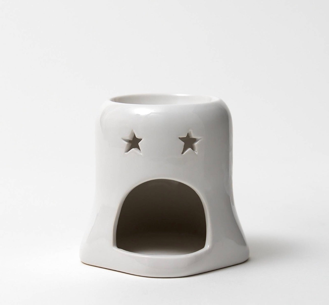 ghost shaped wax melt burner from behind