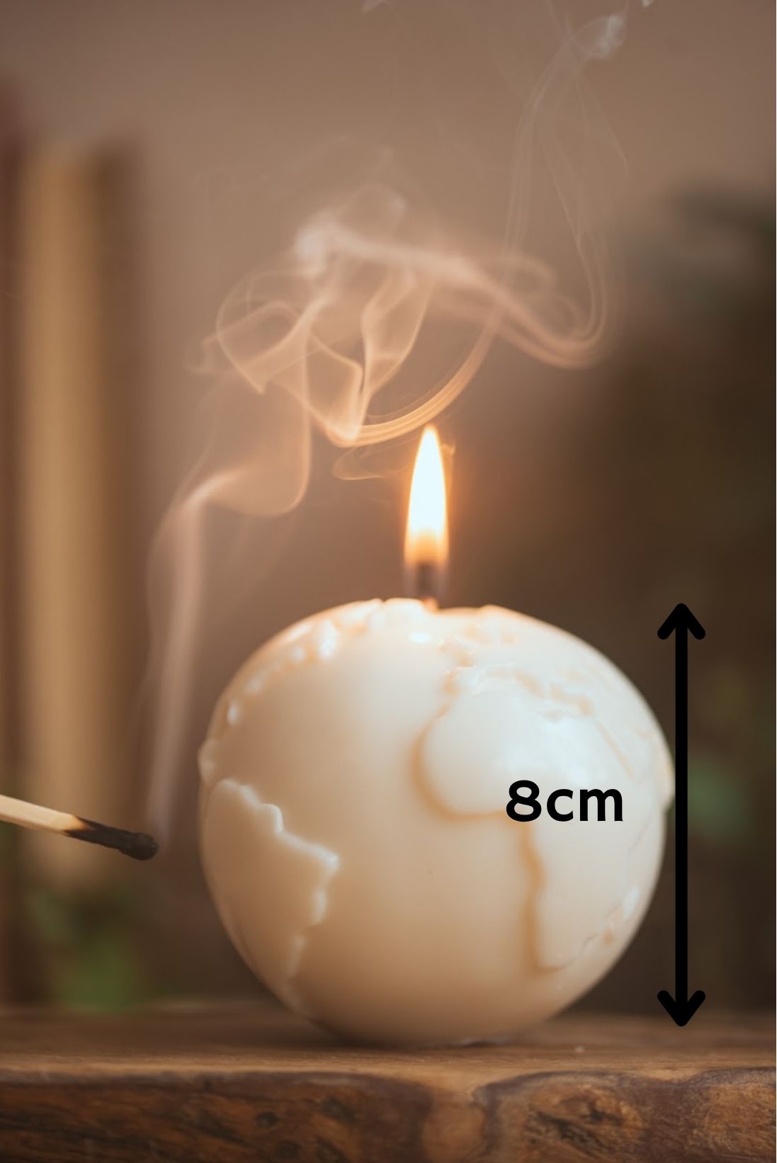 globe candle showing measurement