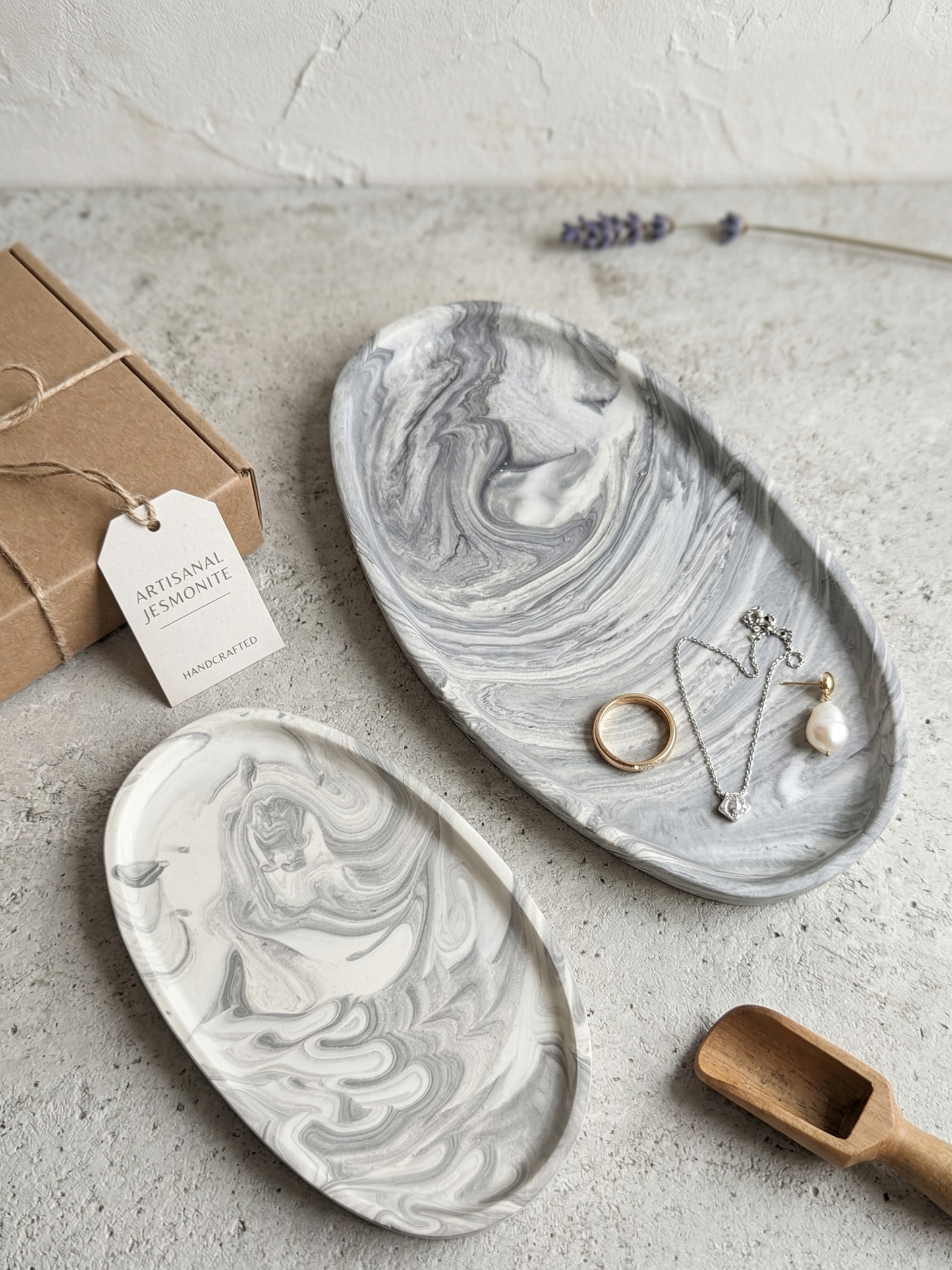 grey marble jesmonite trinket dish