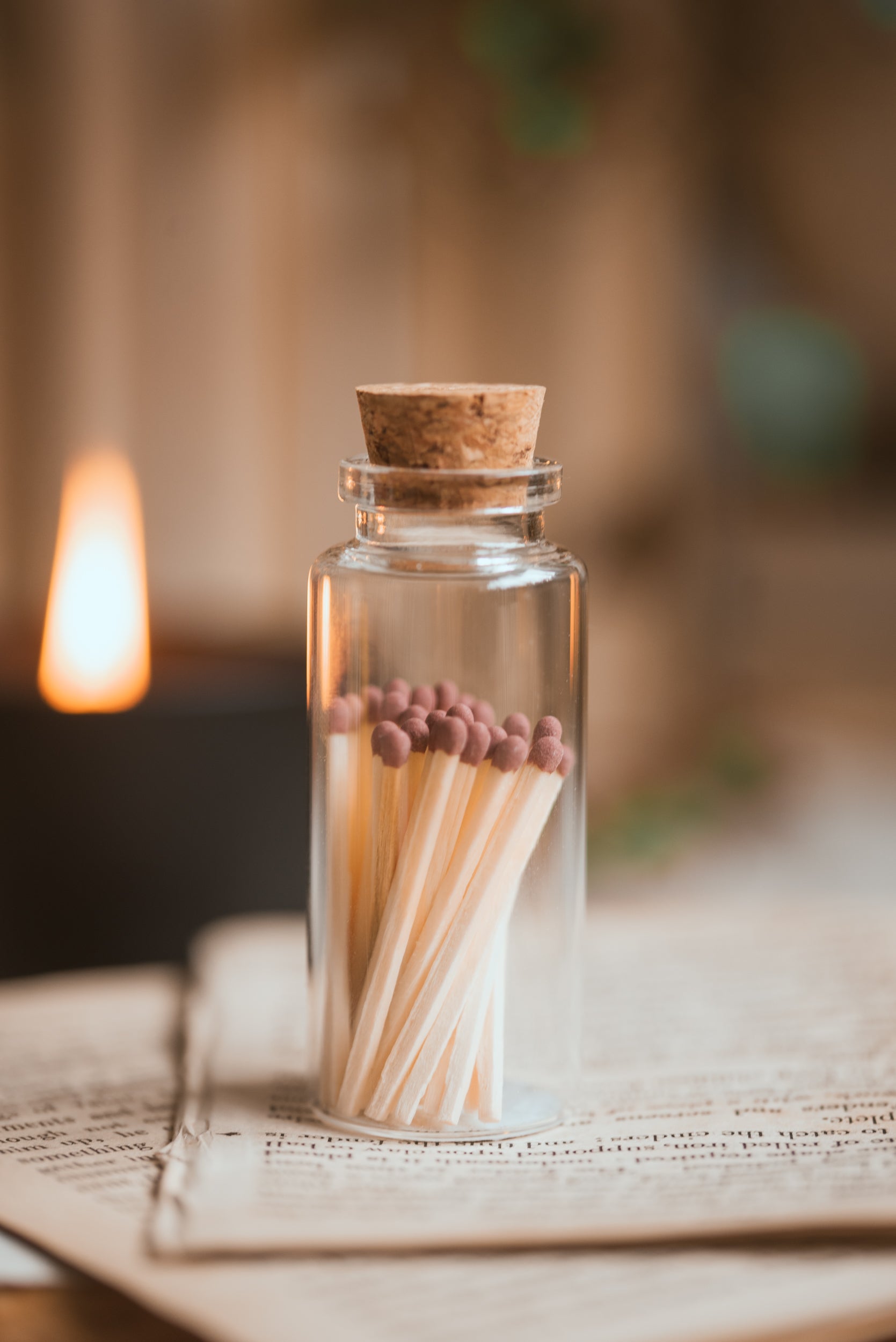 jar of matches in glass bottle candle accessory