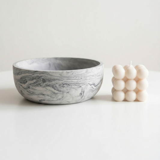 jesmonite bowl side view grey marble