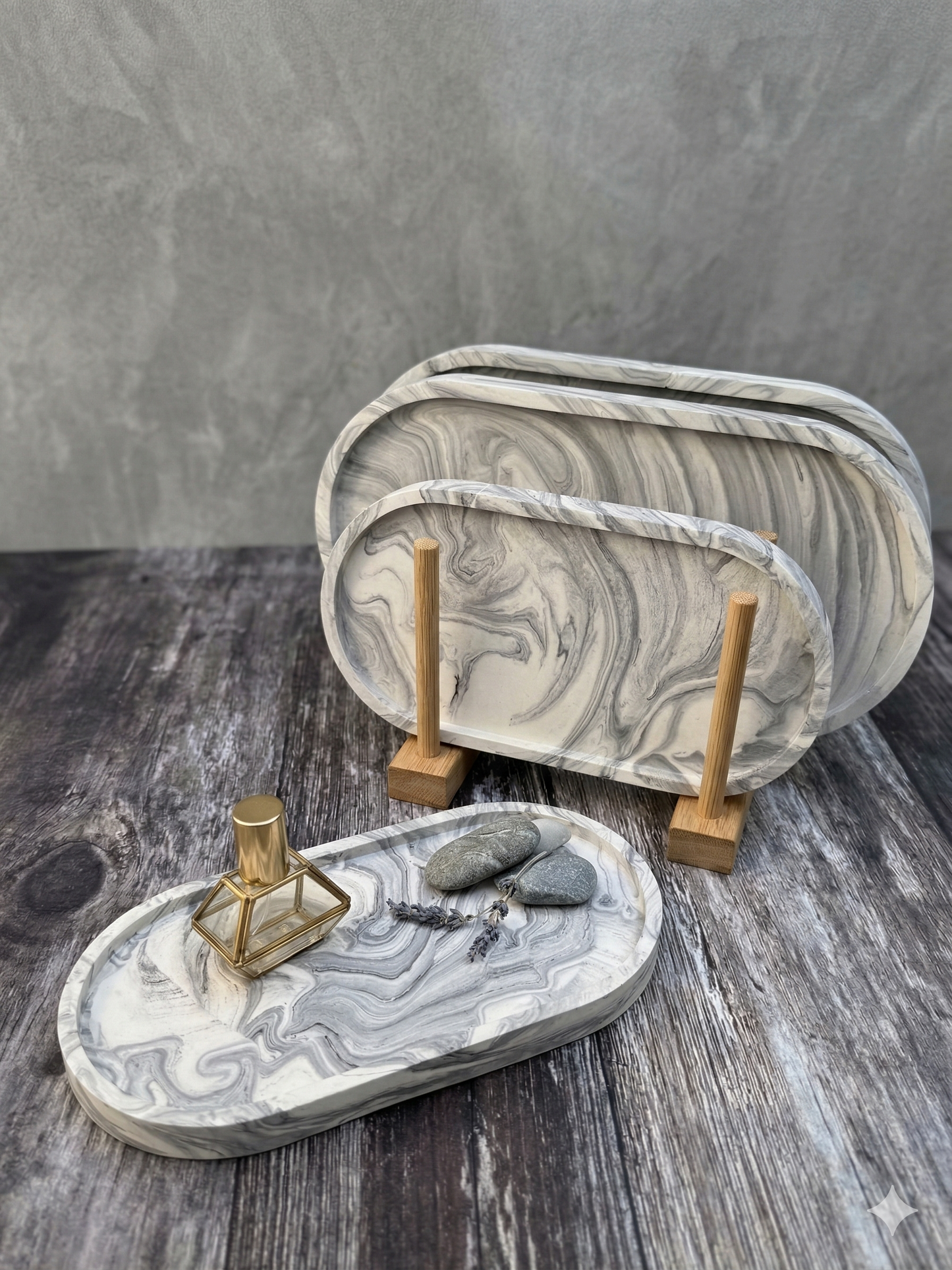 jesmonite grey marble trays