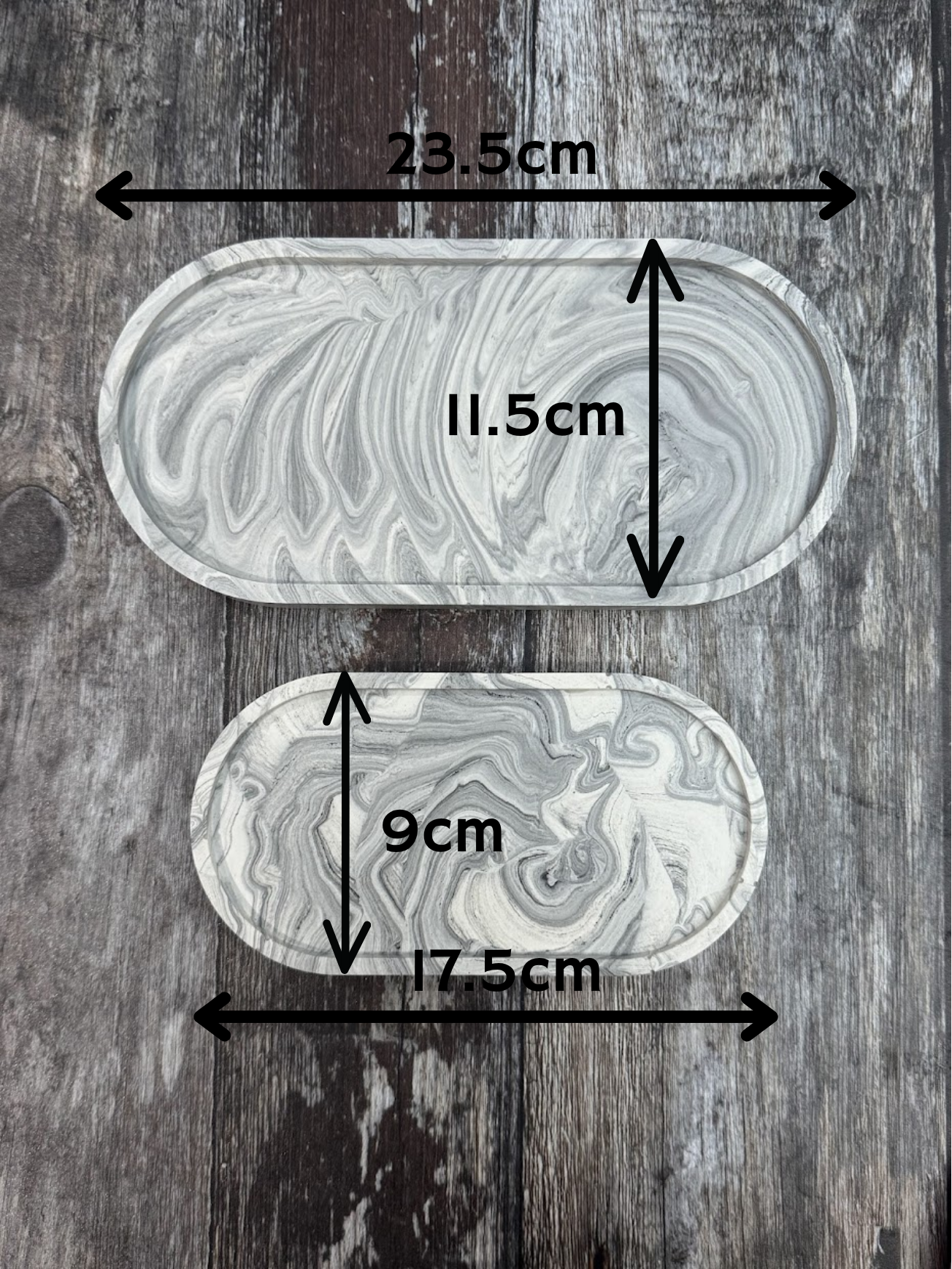 jesmonite oval trays with dimensions