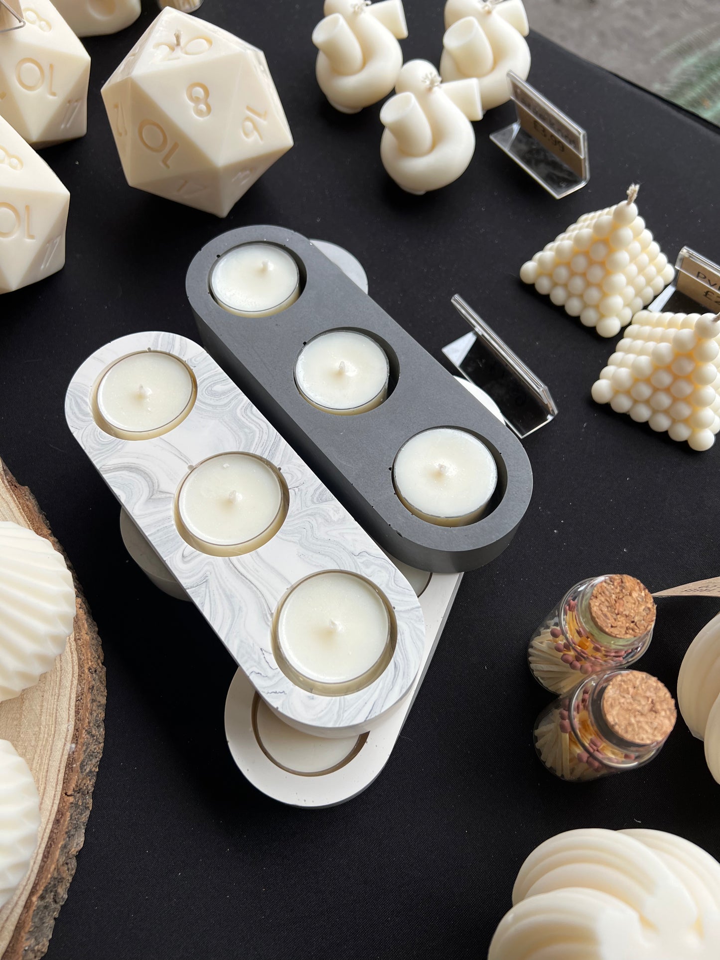 Jesmonite tea light holder with minimalist design