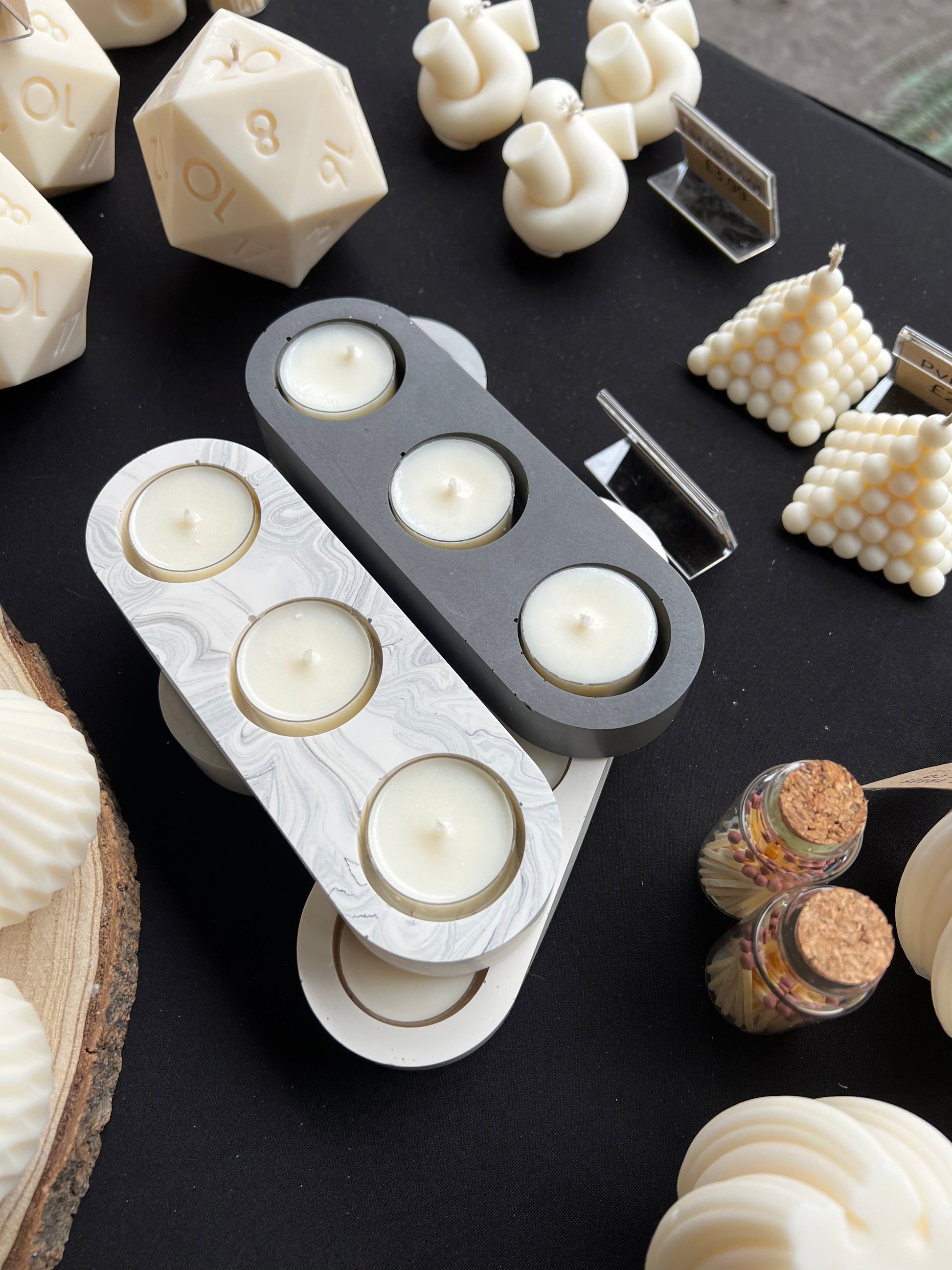 Jesmonite tea light holder with minimalist design