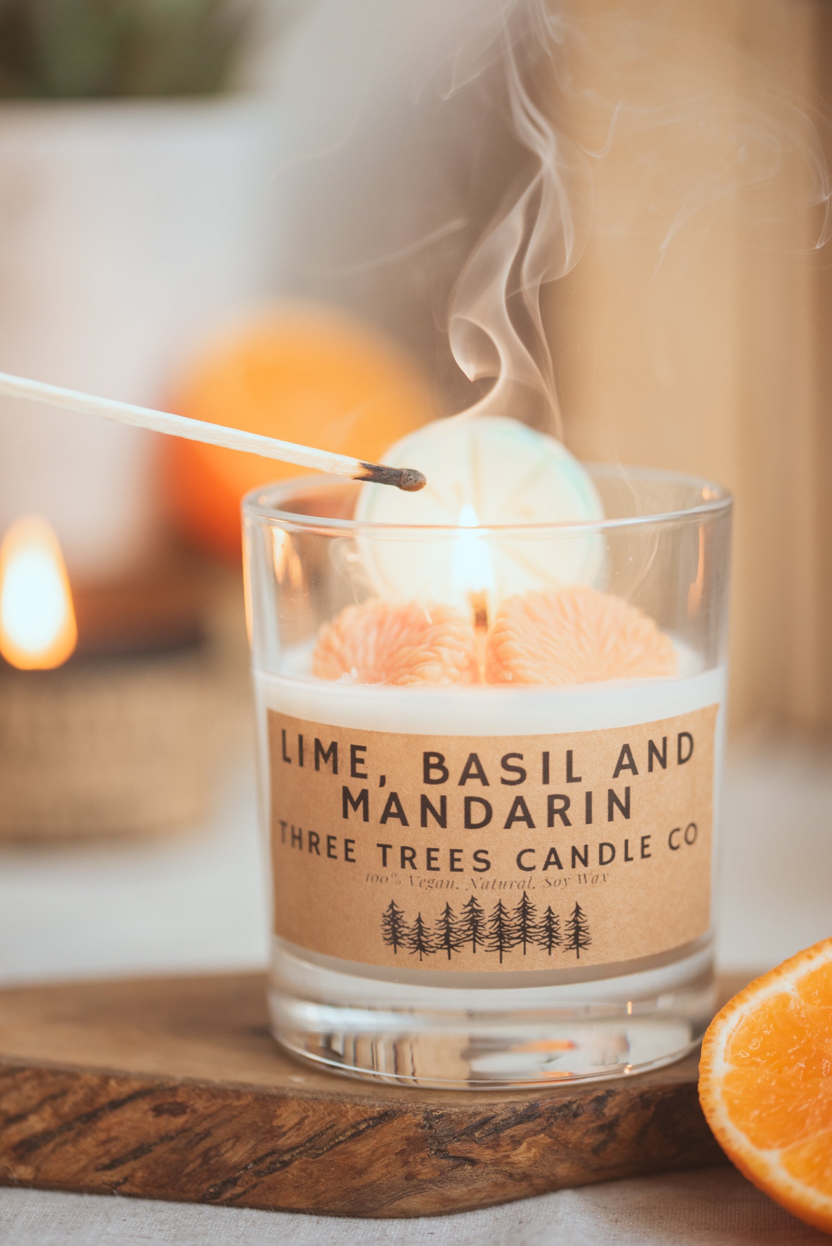 Lime, Basil and Mandarin scented fresh candle in glass jar jo malone dupe