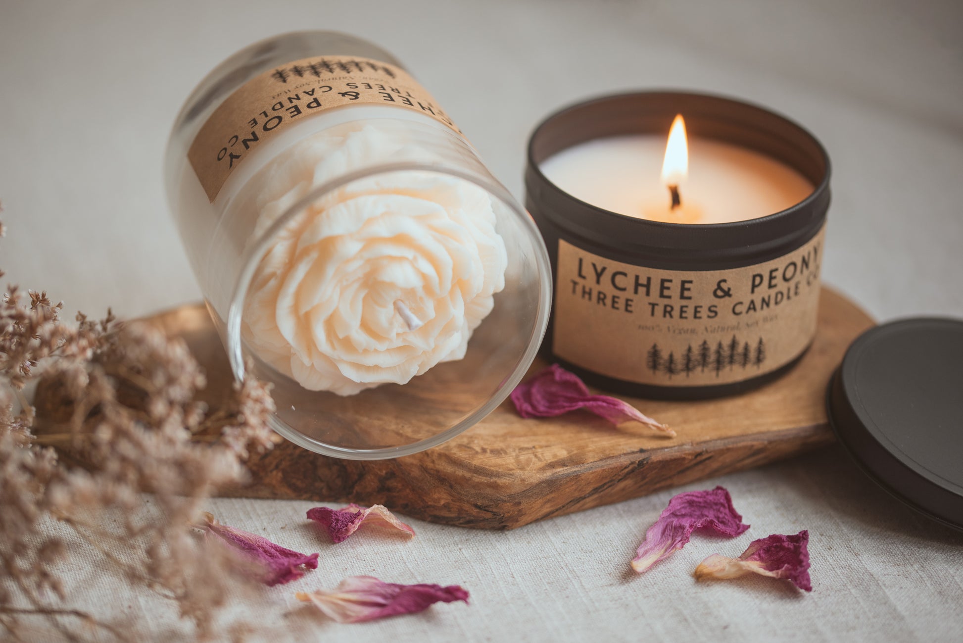 lychee and peony sweet floral scented candle gift