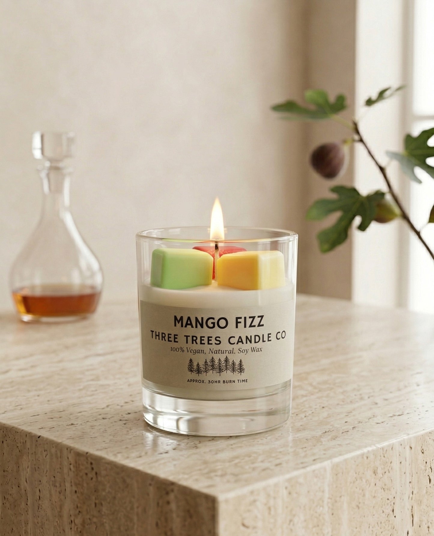 mango fizz scented glass candle
