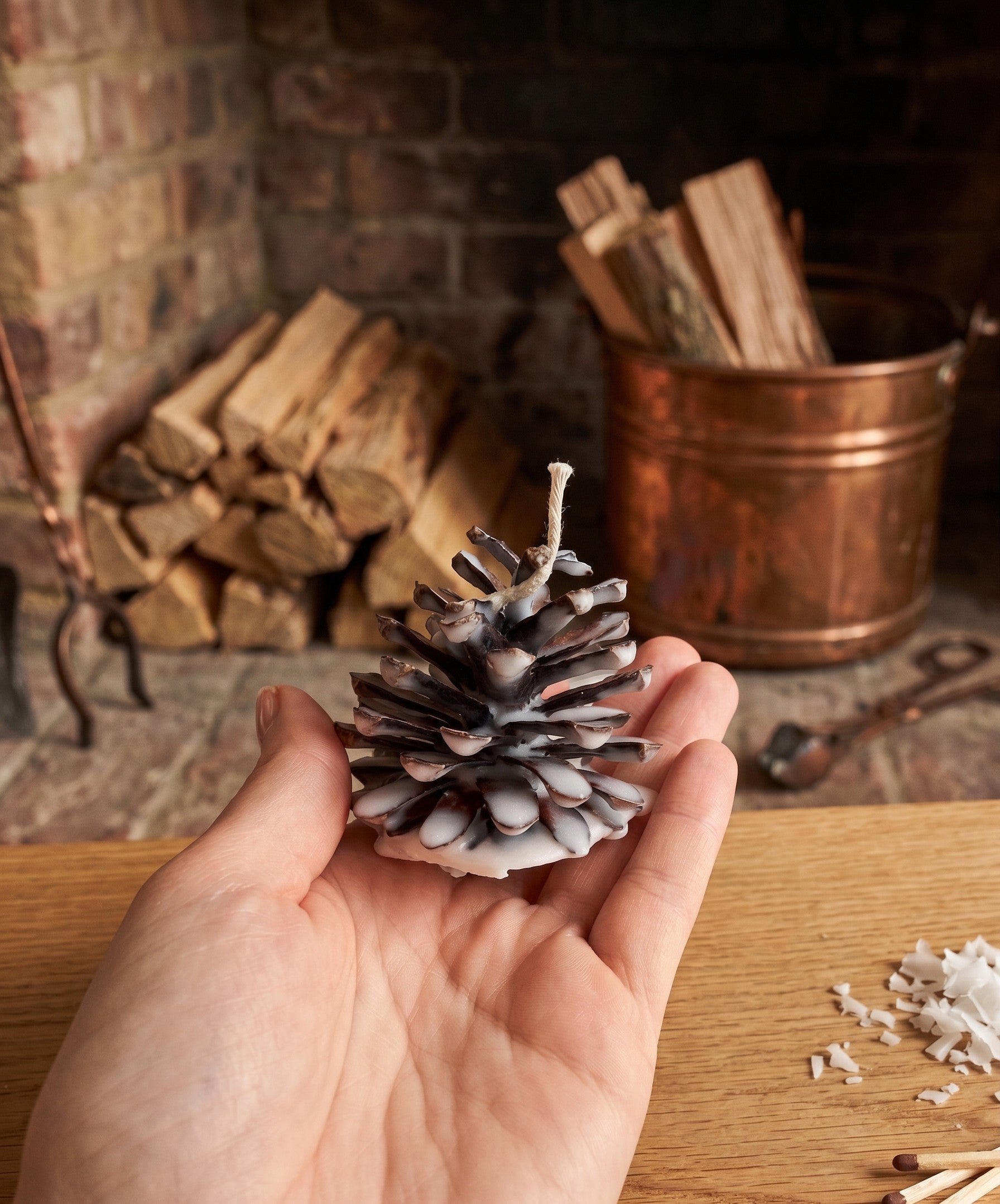natural pine cone and soy wax fire starter