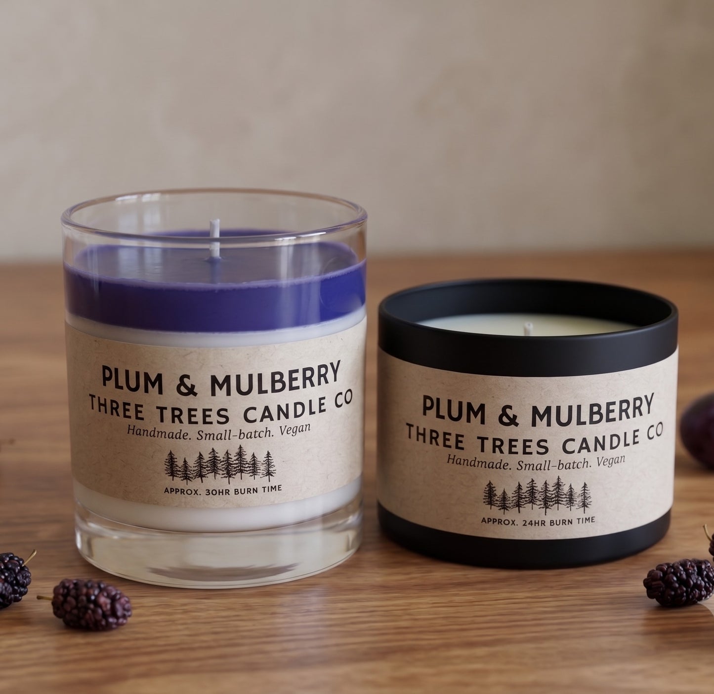 Plum & Mulberry Scented Soy Wax Candle – Fruity & Floral