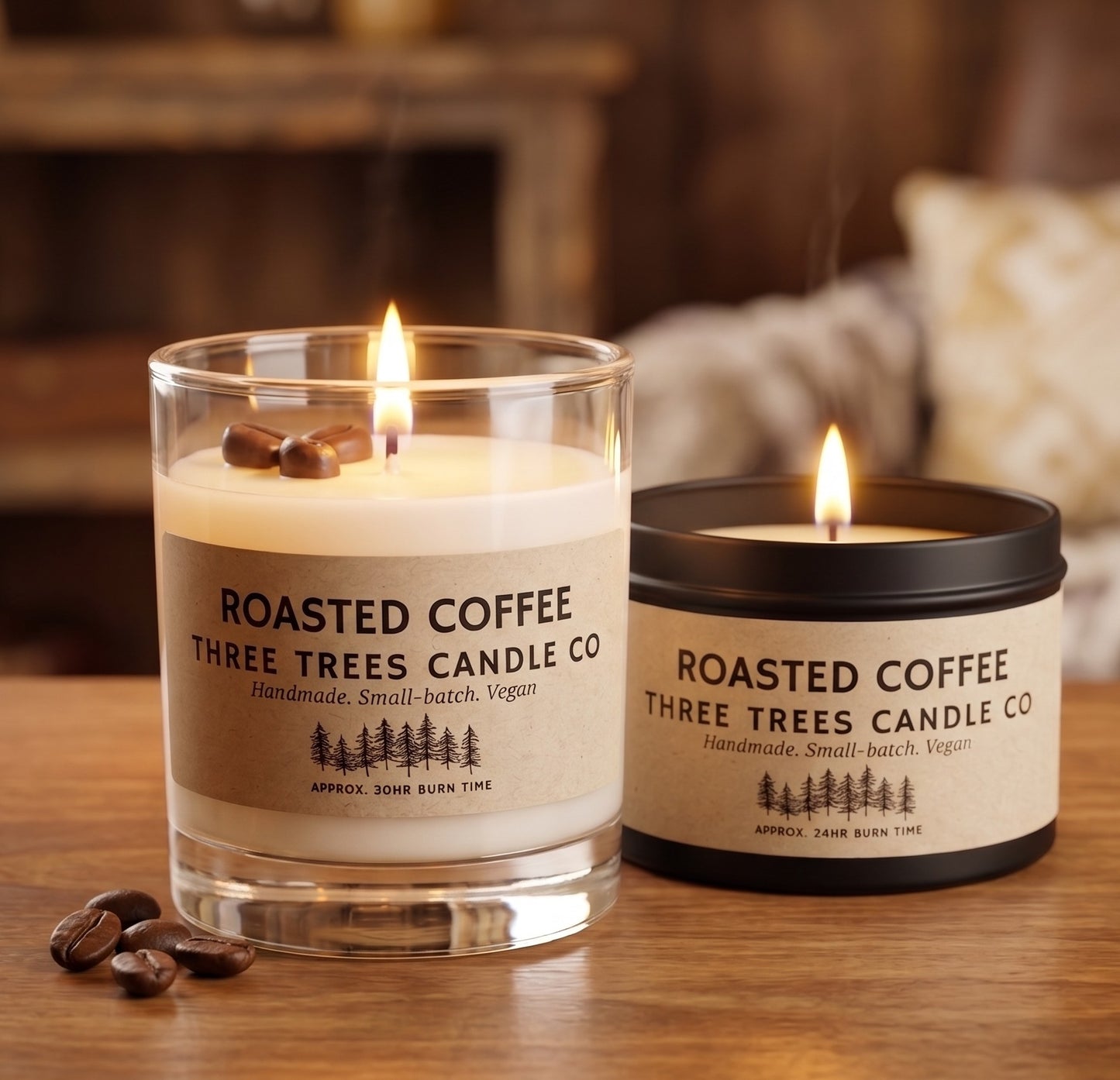 Roasted Coffee Scented Soy Wax Candle – Rich & Cosy