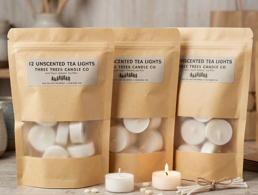 packaging for 12 pack of soy wax tea lights