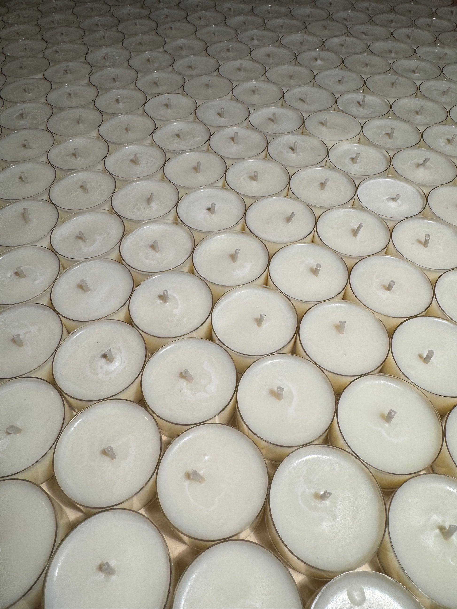 Soy wax tea lights in recyclable cups