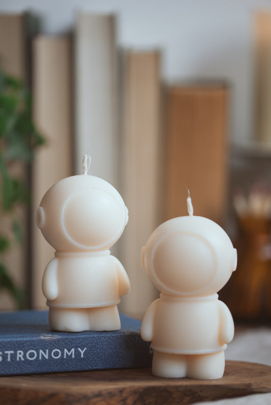 spaceman astronaut shaped geeky candle 