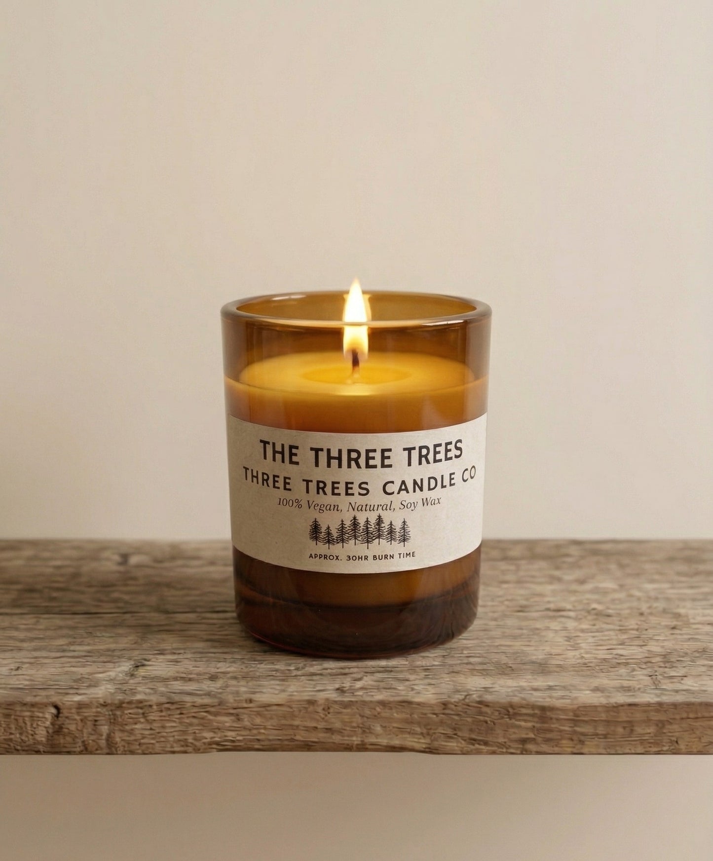 the three trees scented glass candle