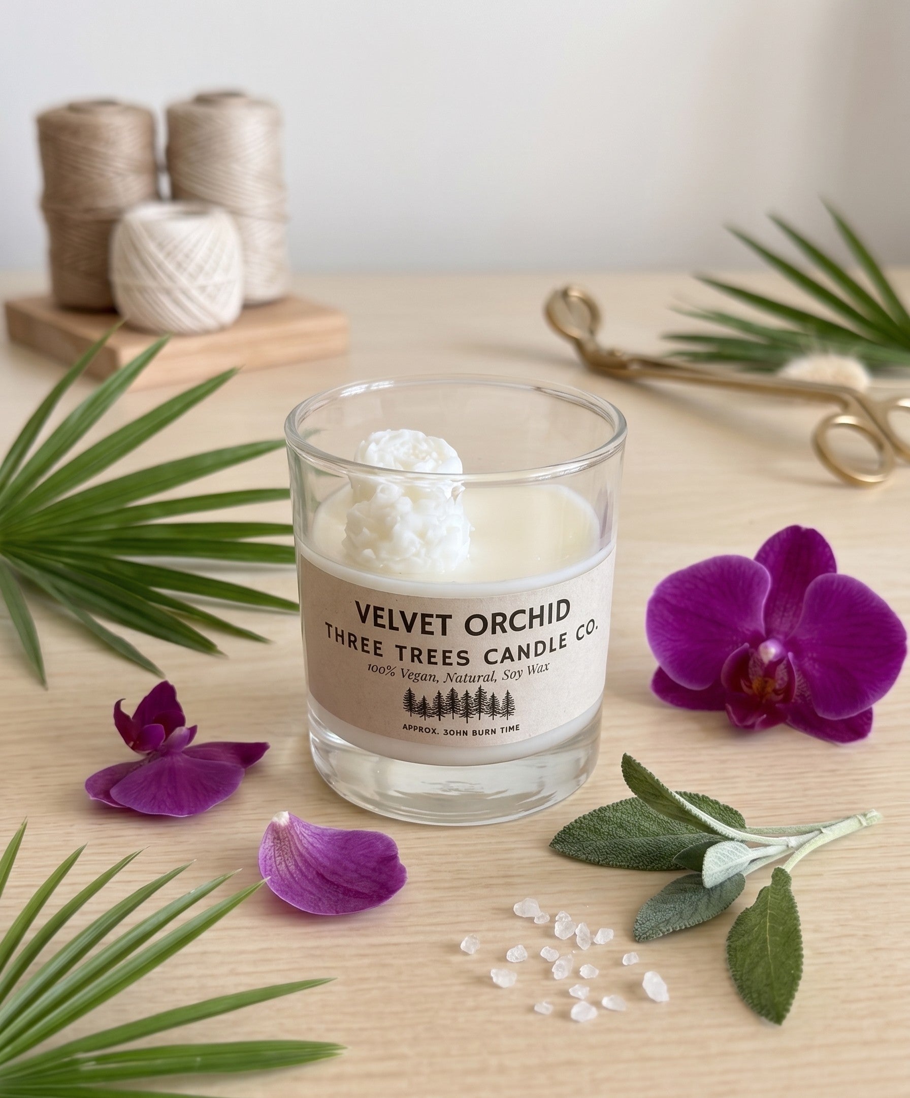 velvet orchid scented soy wax glass candle