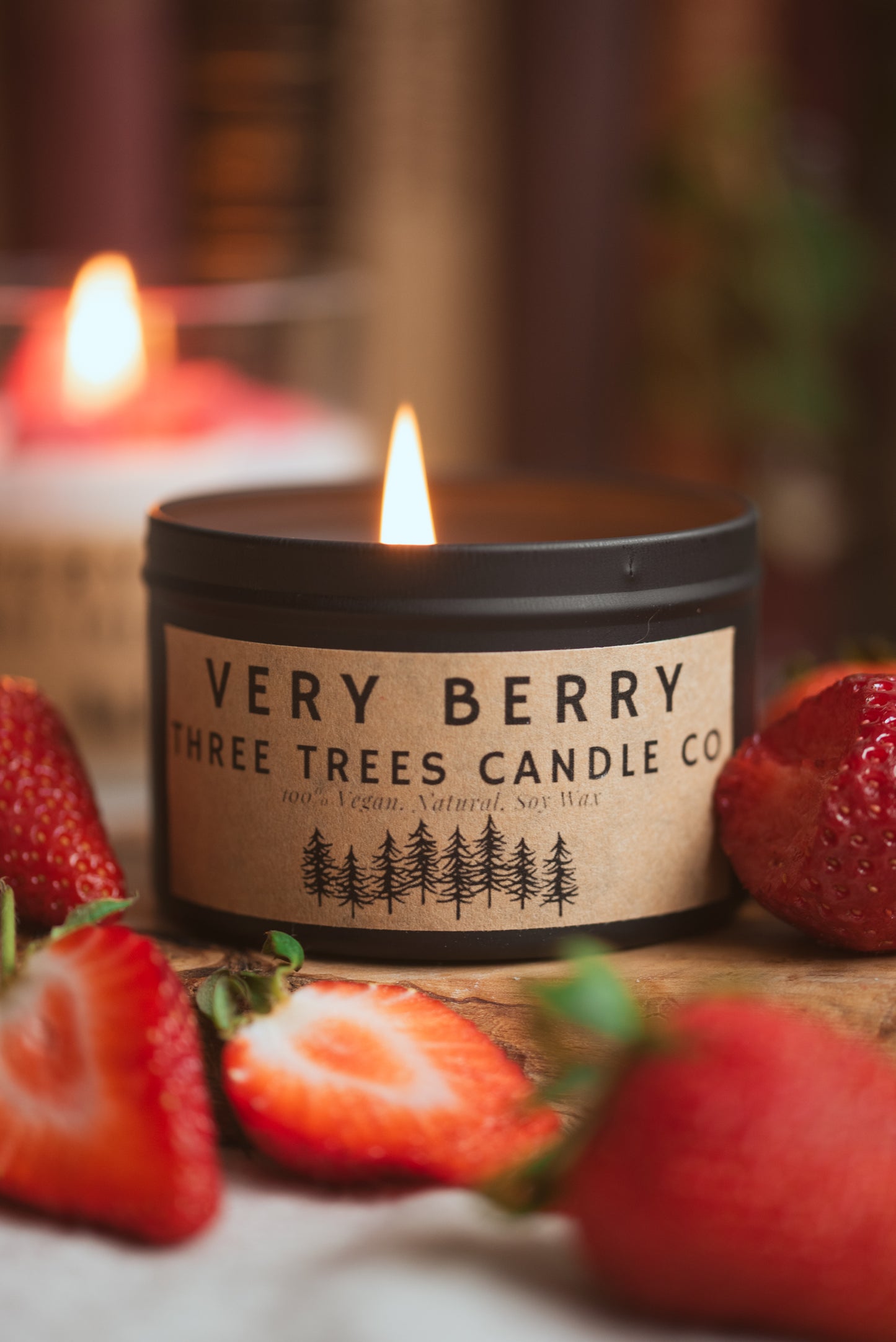 Very berry scented candle burning