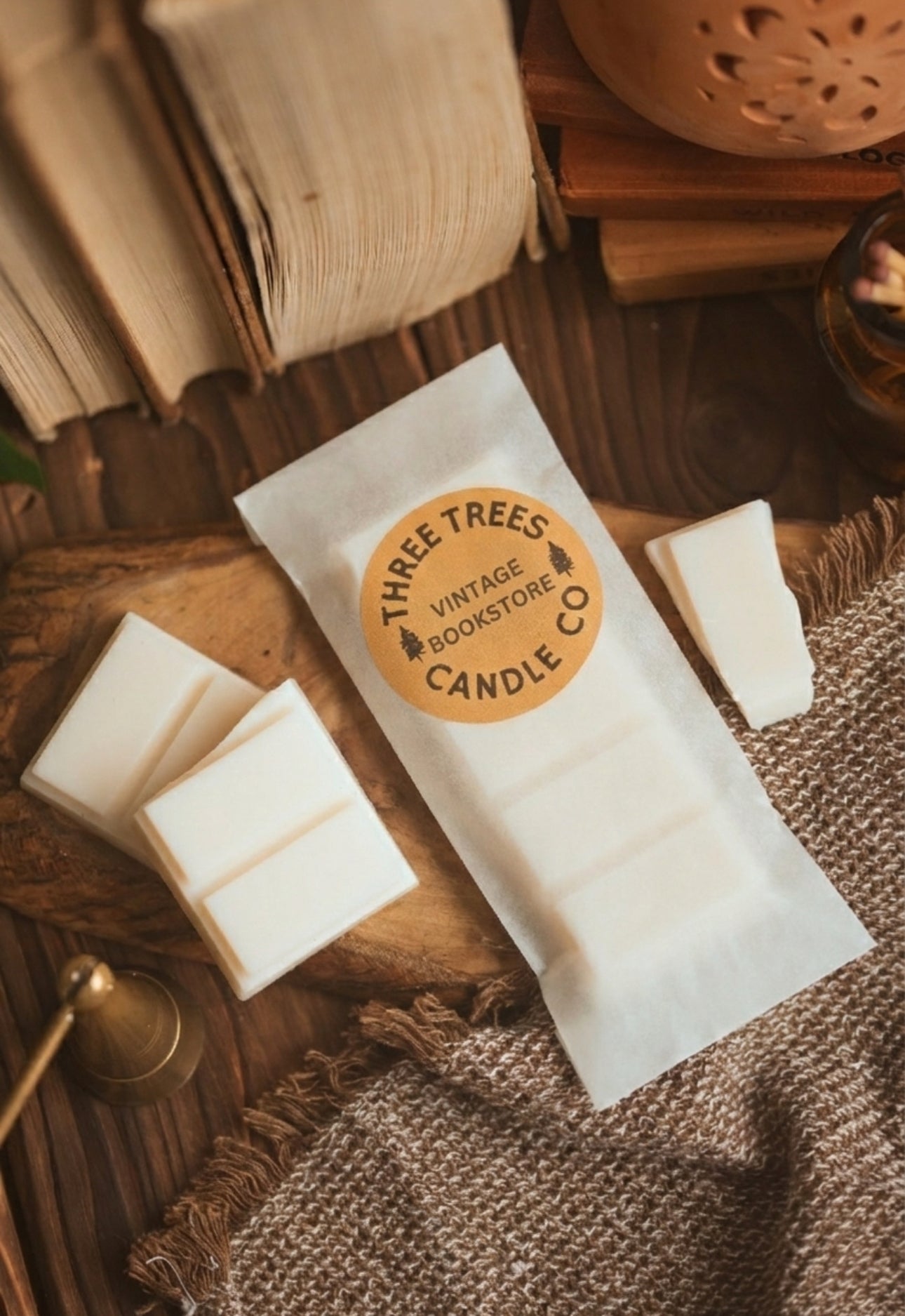 vintage bookstore scented soy wax melt snapbar