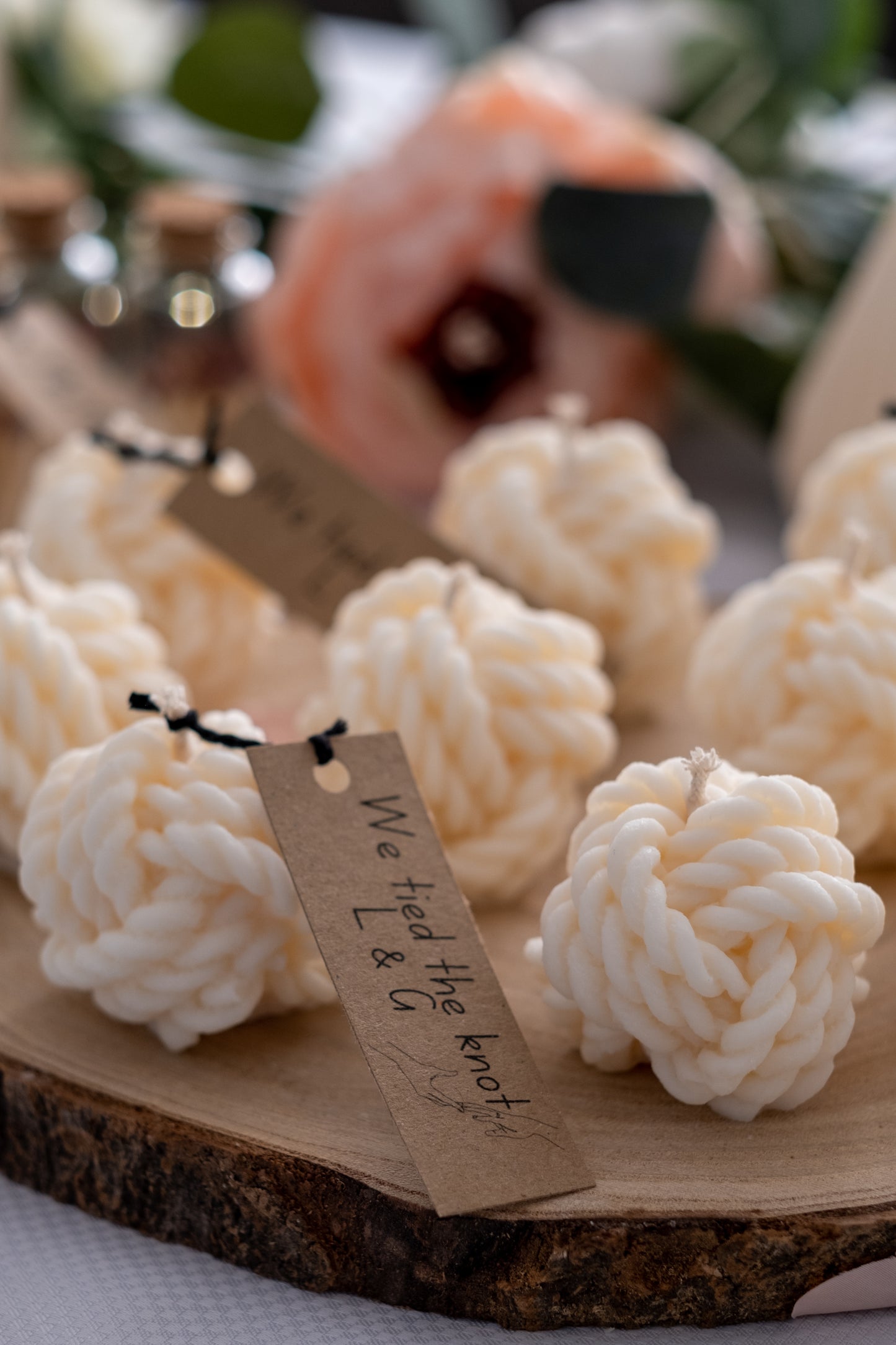 wedding favor candle tie the knot candle