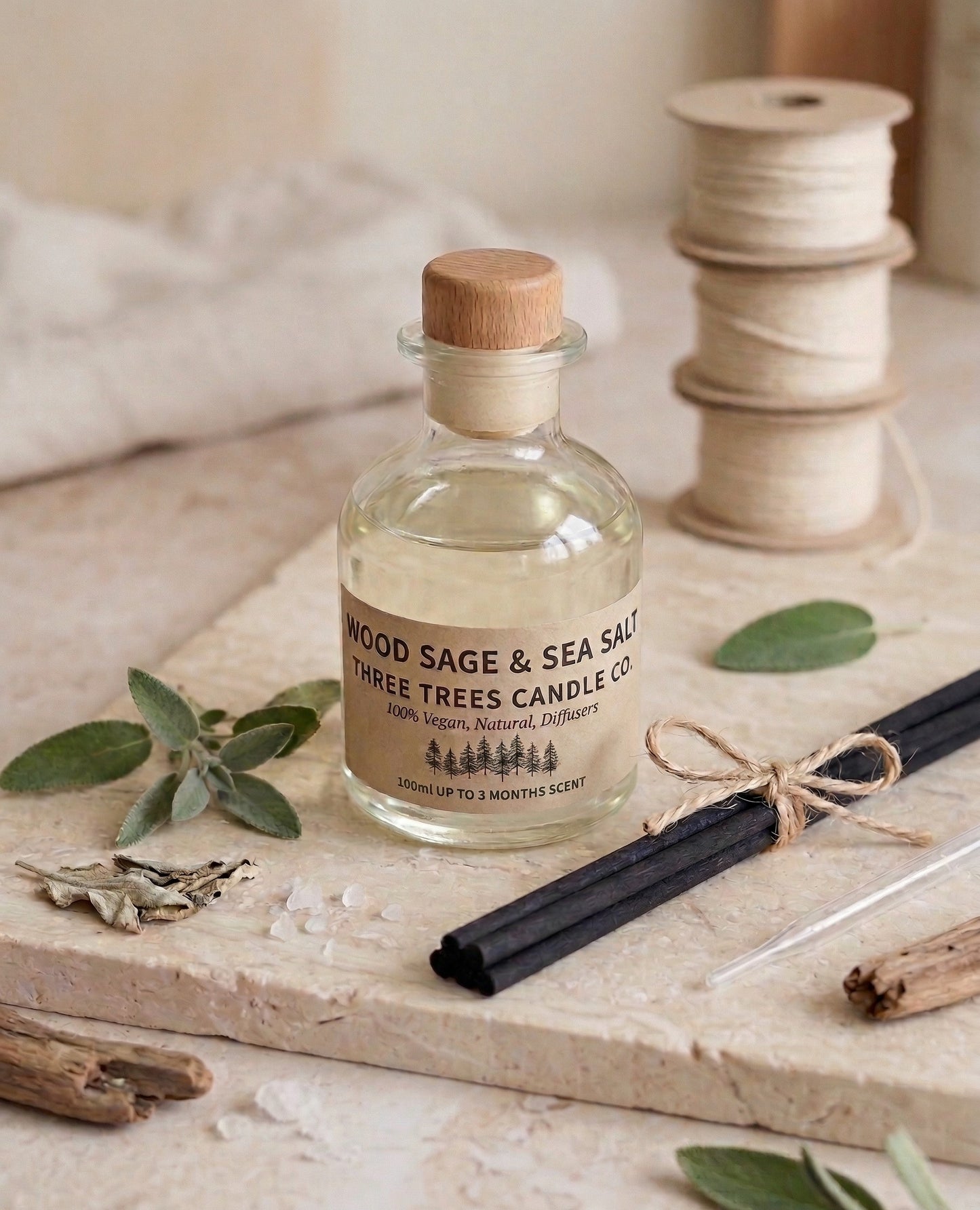 Wood Sage and Sea Salt Soy Wax Candle – Fresh Coastal Scent